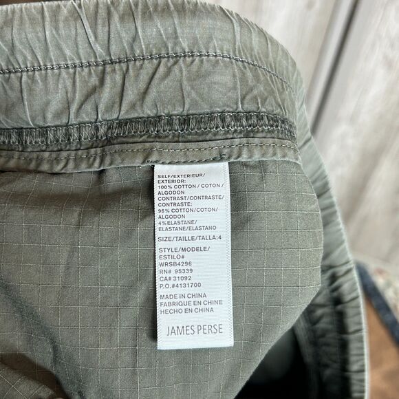 James Perse Cargo Shorts Sz 4 Hunter Green 3" Inseam Pull On Pockets NEW - Picture 4 of 8